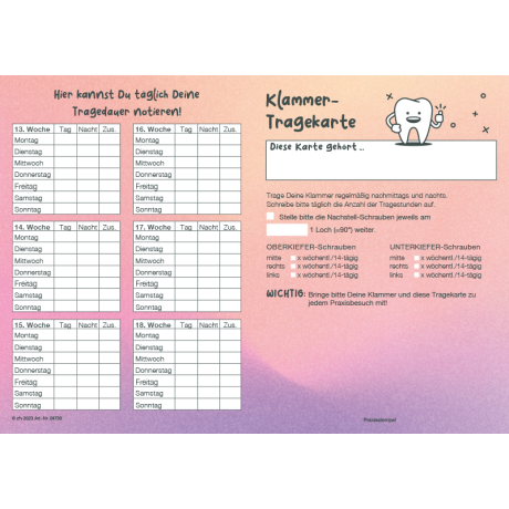 Klammer-Tragekarte Zahnbuddies (100 Stk)