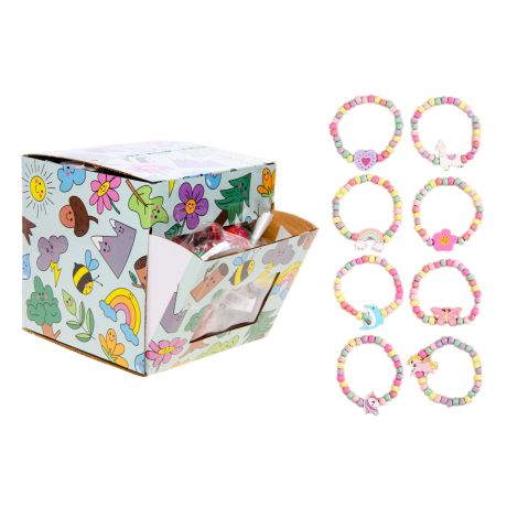 Wooden bead bracelet pink mix (100 pcs)