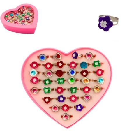 Glittering jewelry rings (36 pcs)