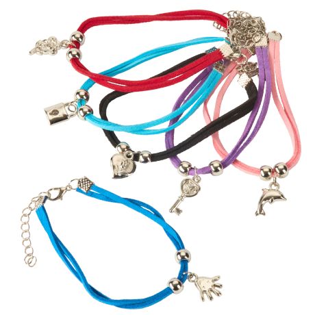 Leather Bracelet with Charm Pendant (24 pcs)