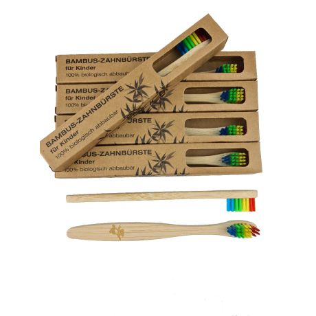 Bamboo toothbrush rainbow - from 5 years