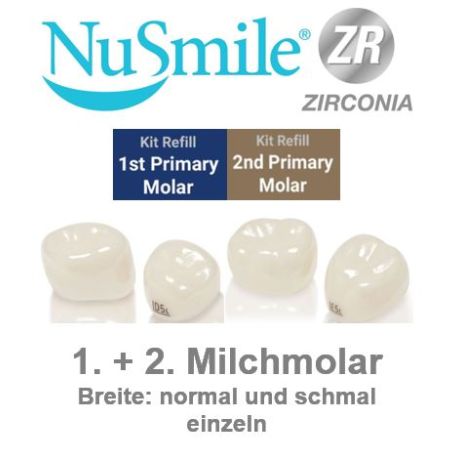 Milchmolarenkronen einzeln - NuSmile ZR (Zirkonium) + Try-ins