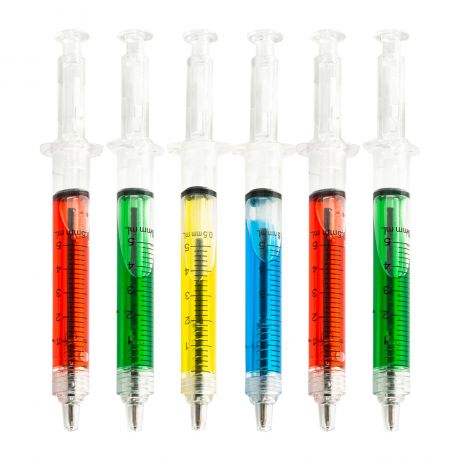 Syringe Ballpoint Pen colourful (24 pcs)