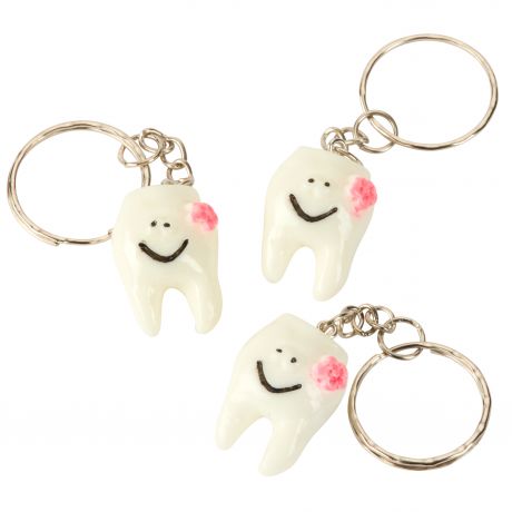 Key Chain Teeth with pink loop (24 pcs)