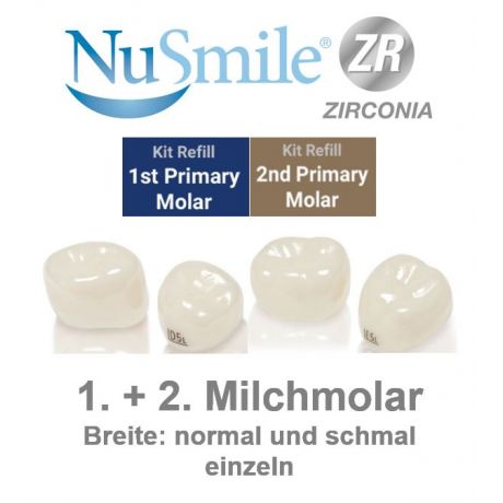 Milchmolarenkronen einzeln - NuSmile ZR (Zirkonium) + Try-ins